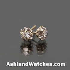 Natural Diamond Solitaire Stud Earrings – .16 CTW SI–I Screw Back Posts